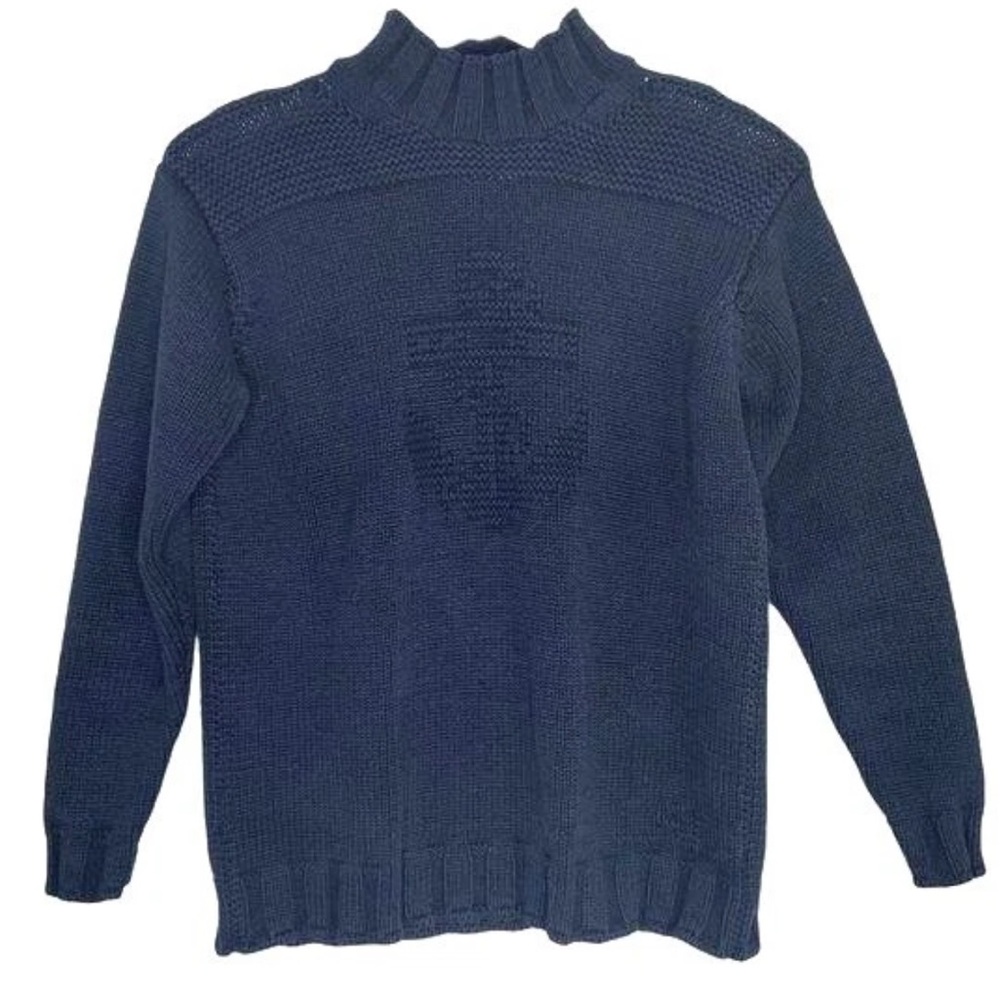 Lauren Ralph Lauren • Navy Blue Knit Anchor Sweater Petite Small